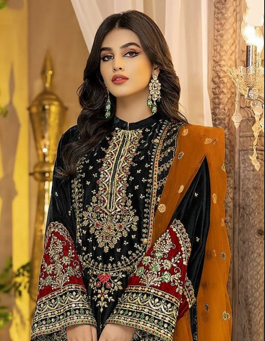 Embroidered Velvet Collection Heavy Embroidery Designer Pakistani