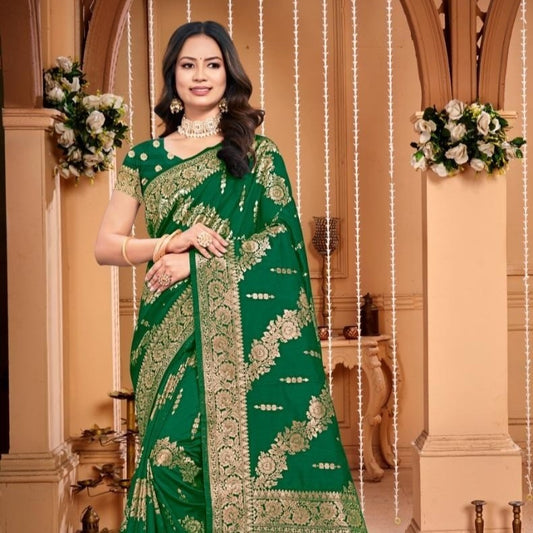 Green Silk Weaving Daily Wear Saree For Women