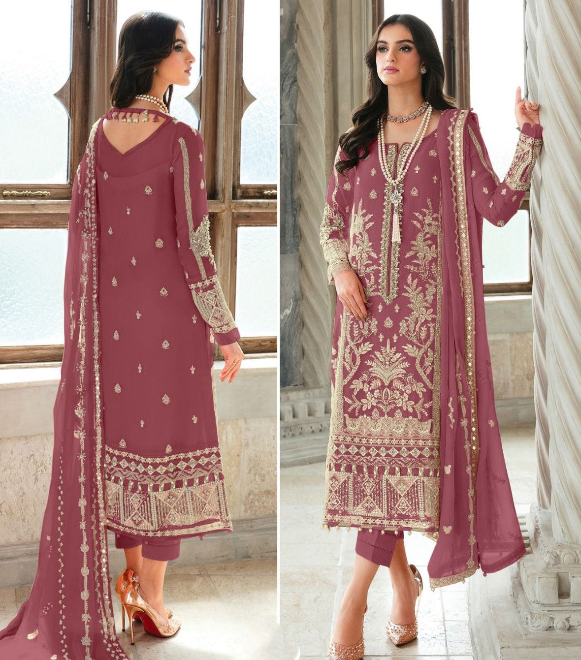 Blush Pink Color Georgette Embroidered Pakistani Salwar Kameez