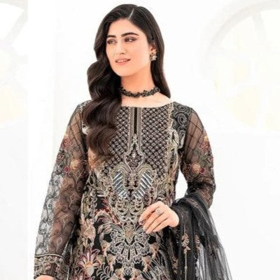 Black Color Georgette Embroidered Semi Stitched Pakistani Salwar Kameez