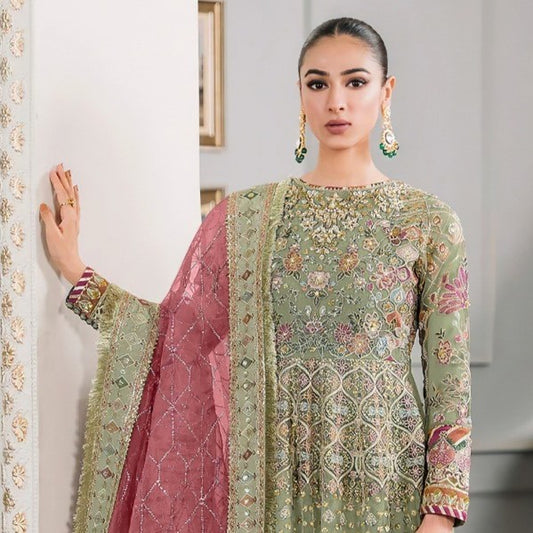 Green Moti Work Embroidered Pakistani Bridal Dress Pakistani Suit