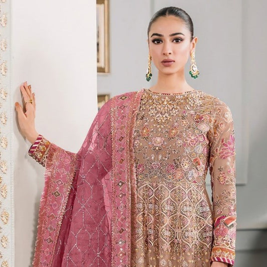 Dusty Pink Moti Work Embroidered Pakistani Bridal Dress Pakistani Suit