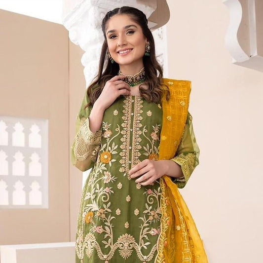 Green Embroidery Organza Pakistani Bridal Dress Pakistani Suit
