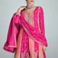 Pink & Peach Silk Embroidered Wedding Wear Salwar Kameez
