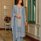 Blue Designer Embroidery Silk Salwar Suit