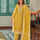 Yellow Designer Embroidery Silk Salwar Suit