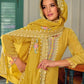 Yellow Designer Embroidery Silk Salwar Suit