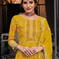 Yellow Indian Wedding Wear Heavy Embroidered Designer Palazzo Suit