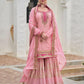 Punjabi Bridal Pink Georgette Heavy Embroidery Gharara Salwar Suit