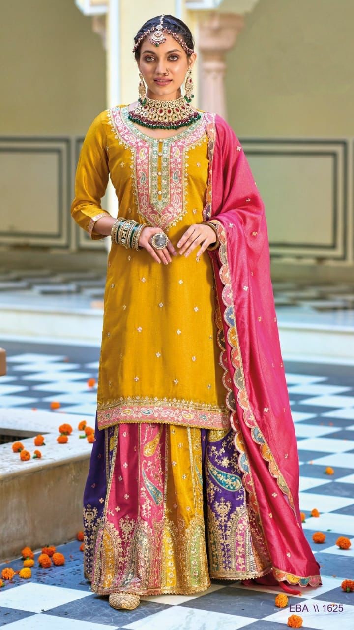 Beautiful Partywear Kurta Sharara Set With Duppatta, Pakistani Designer  Georgette 3 Piece Salwar Kameez for Weddings Readymade Dress - Etsy