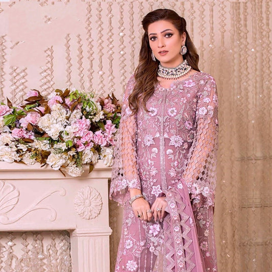 Pink Heavy Moti Work Embroidered Georgette Designer Party Wear Pakistani Suits