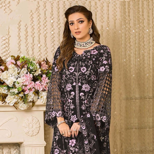 Black Heavy Moti Work Embroidered Georgette Designer Party Wear Pakistani Suits