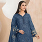 Navy Blue Aplique Embroidered Pakistani Bridal Wear Party Wear Pakistani Organza Suit
