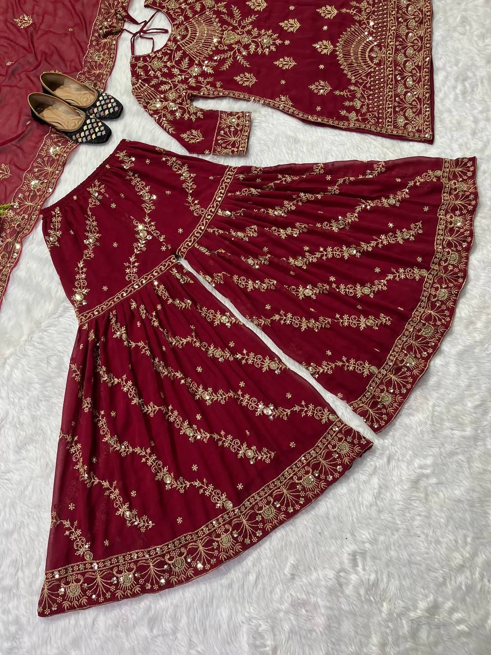 Pure Micro Velvet Bridal Wear Lehenga In Red Color With Embroidery Work &  Stone Work Hand work, - Bridal Lehenga - Lehenga