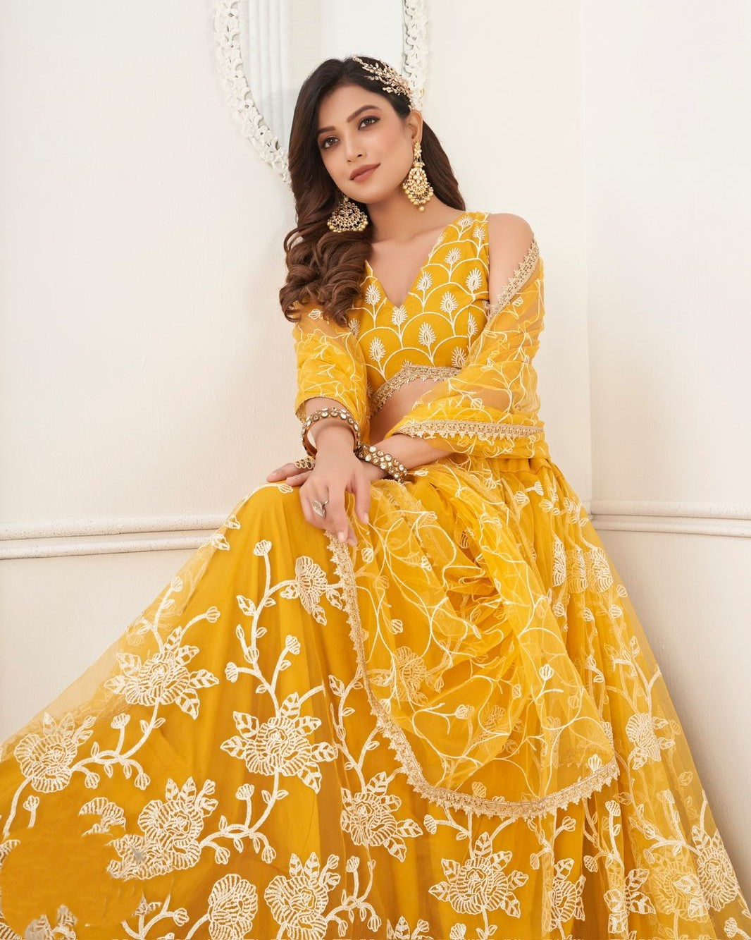 Bright yellow lehenga with gold work! | WedMeGood||#wedmegood  #indianweddings #yellowlehenga #lehenga #wed… | Haldi ceremony outfit, Lehenga  designs, Yellow lehenga