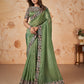 green Banarasi Crush Silk Heavy Mirror Work Bridal Saree