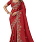 Chilly Red Uppada Silk Embroidered Heavy Stone Work Saree For Wedding Reception