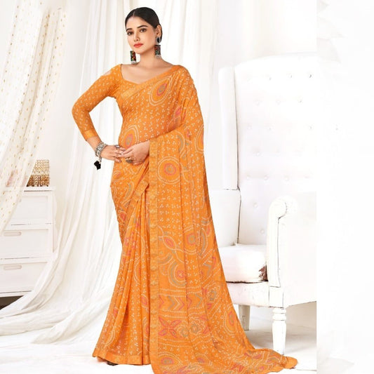 Banarasi Weaved Border Orange Color Saree