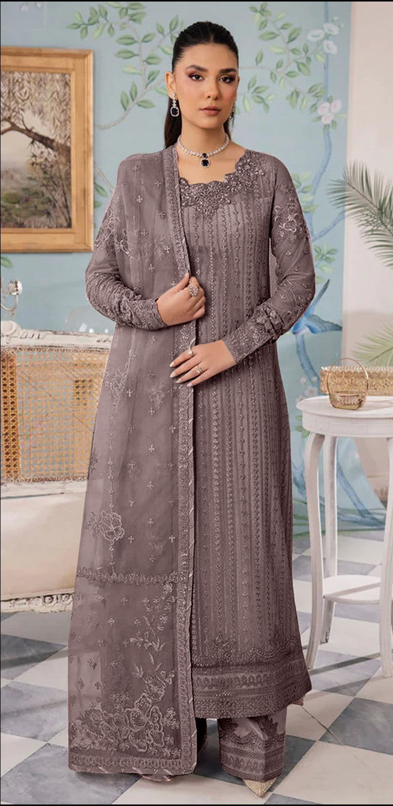 Mauve Color Hand Work Embroidered Eid Wear Pakistani Eid Suits