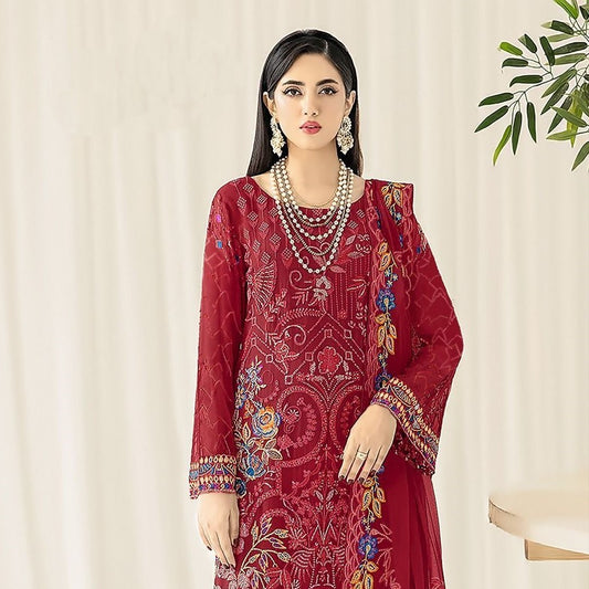 Red Luxury Formal Collection Heavy Embroidered Eid Special Pakistani Salwar Kameez