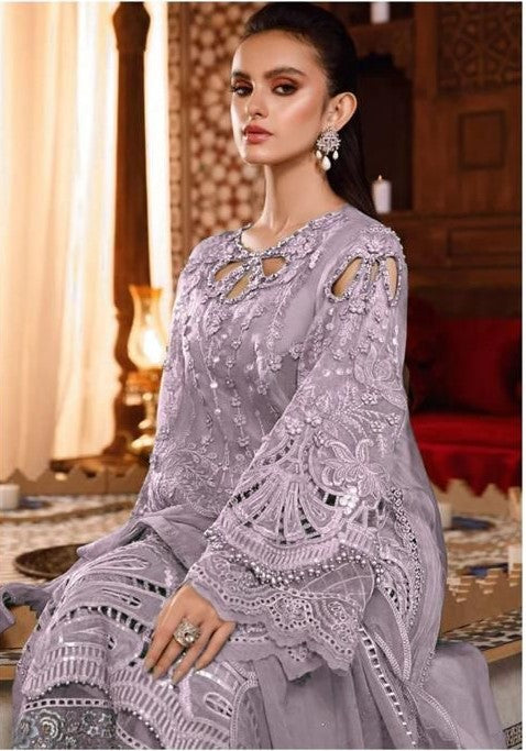 Purple Colored Wedding Collection Embroidered Suit