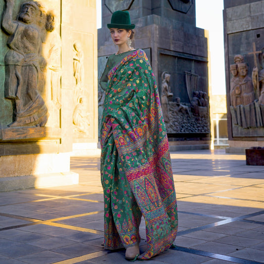 Green Color Handloom Weaving Paithani Silk Saree