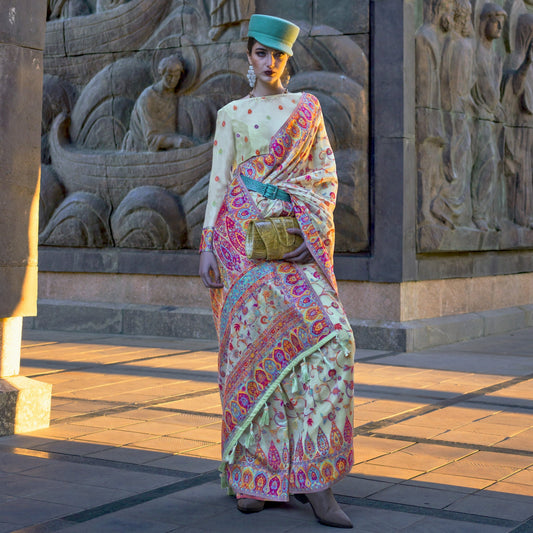 Sea Green Color Handloom Weaving Paithani Silk Saree