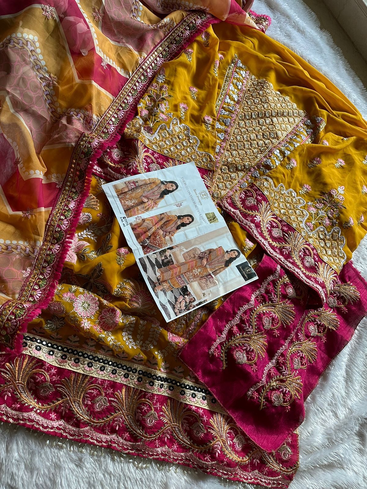 Mustard Semi Stitched Outfit With Heavy Embroidered Pakistani Salwar Suit