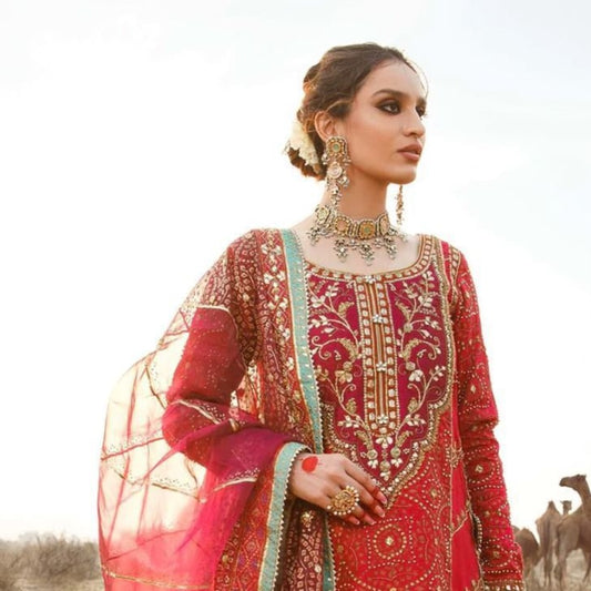 Red Color Wedding Wear Heavy Pakistani Suit