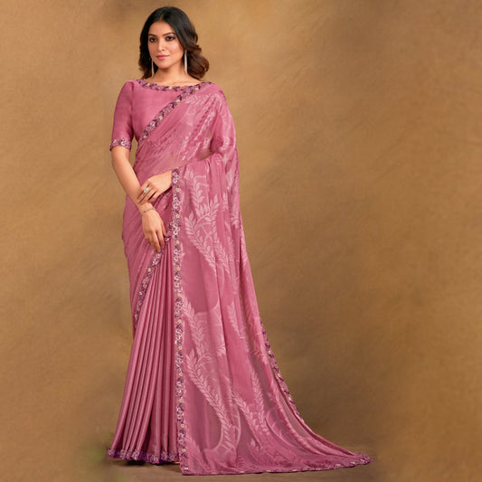 Pink Georgette Fabric Saree Wedding Saree