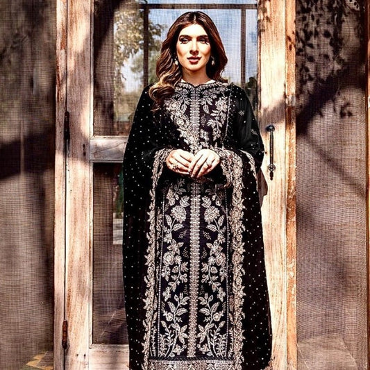 Black Sequence Embroidered Pakistani Bridal Dress Pakistani Cotton Suit