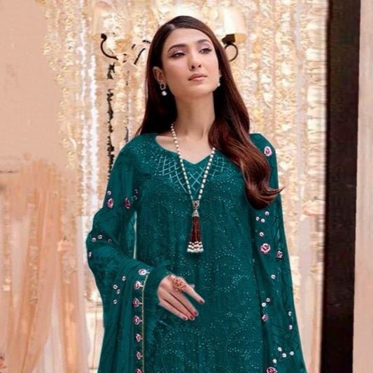 Sea Green Color Festive Wear 2 Tone Sequence Embroidered Pakistani Salwar Kameez
