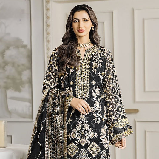 Black Heavy Embroidery Organza Pakistani Bridal Wear Pakistani Suit