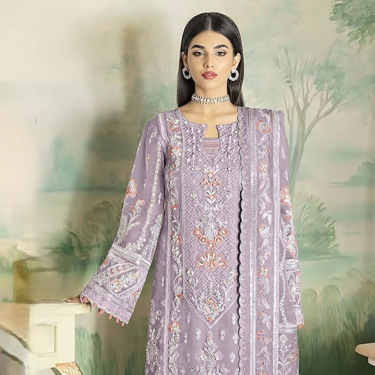 Purple Heavy Embroidery Organza Pakistani Bridal Wear Pakistani Suit