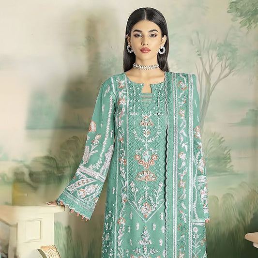 Teal Green Heavy Embroidery Organza Pakistani Bridal Wear Pakistani Suit