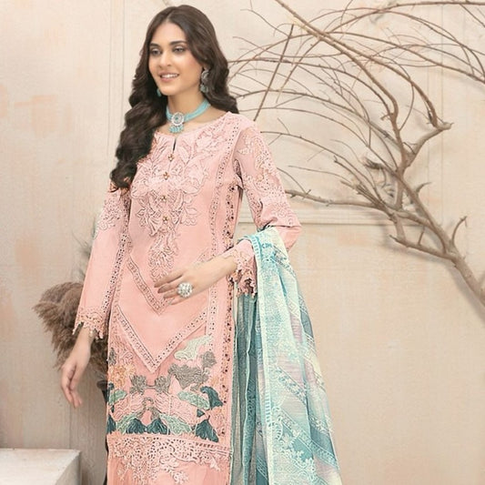 Light Pink Luxury Lawn Collection With Heavy Embroidery
