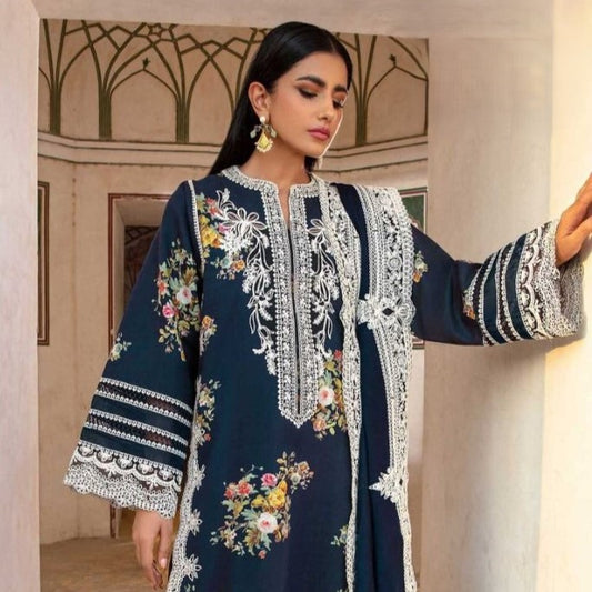 Teal Blue Cotton Embroidered Pakistani Bridal Wear Pakistani Suit