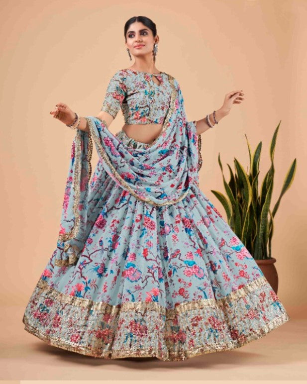 Buy Pink Georgette Lehenga And Blouse Printed Short Set With Jacket For  Women by Archana Kochhar Online at Aza Fashions.