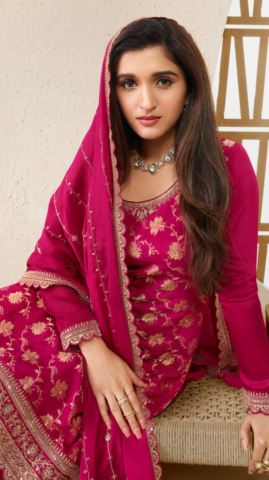 Raspberry Pink Heavy Designer Sarara Kameez Suit