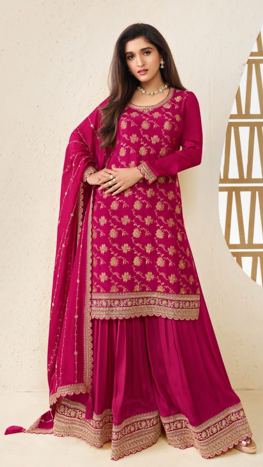 Raspberry Pink Heavy Designer Sarara Kameez Suit