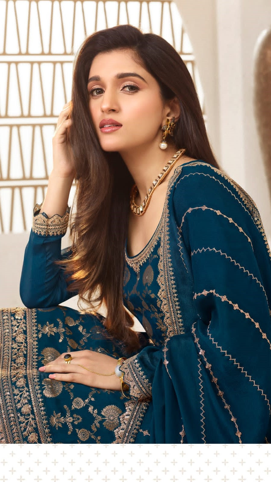 Navy Blue Festive Wear Heavy Designer Sarara Kameez Suit