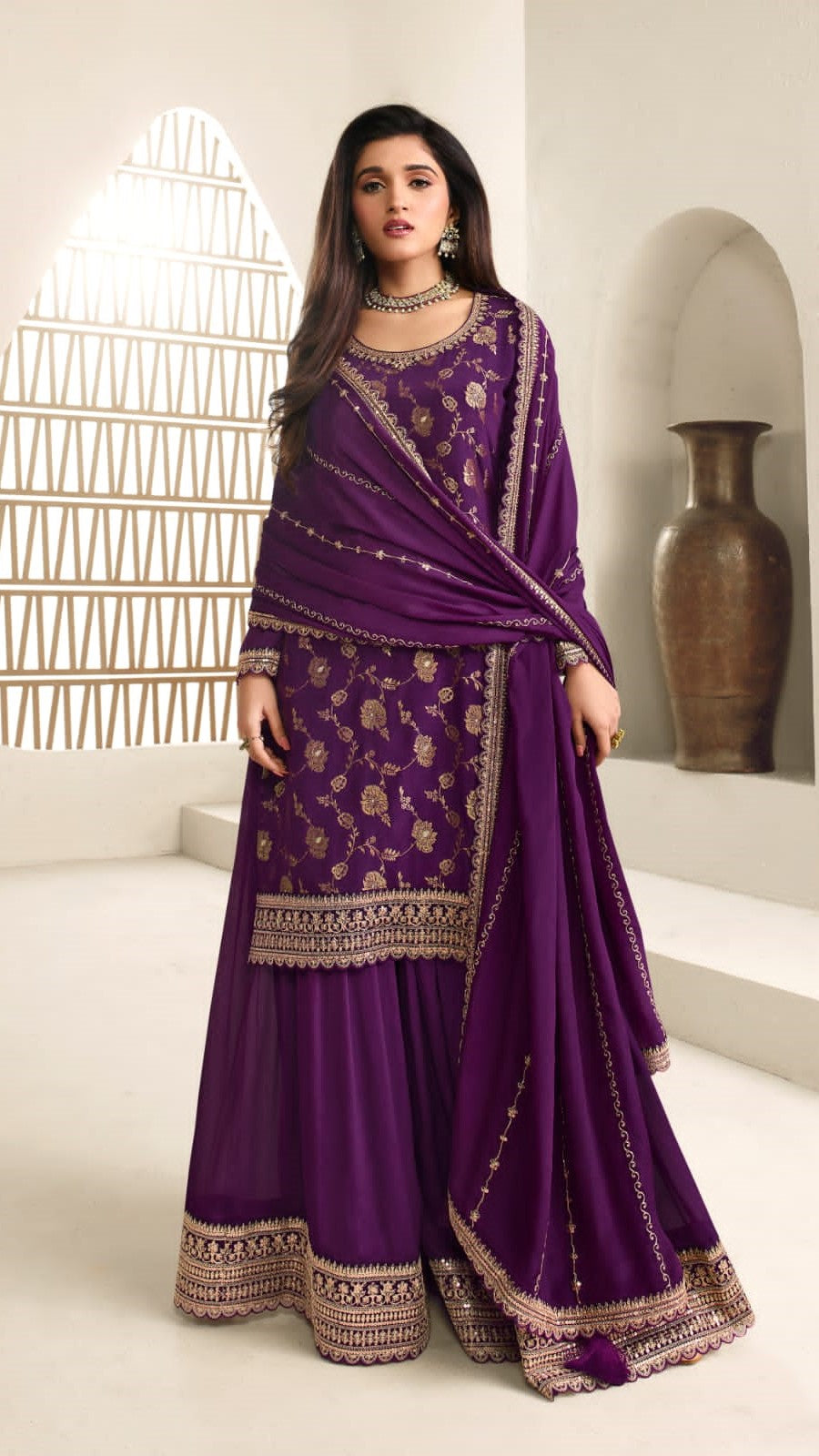 Purple Festive Wear Heavy Designer Sarara Kameez Suit