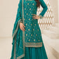 Teal Blue Festive Wear Heavy Designer Sarara Kameez Suit