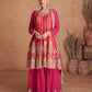 Pink Color Designer Embroidery Wedding Gharara Style Sharara Suit