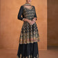 Black Color Designer Embroidery Wedding Gharara Style Sharara Suit