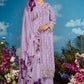 Lilac Muslin Weaving Butti Organza Embroidered Traditional Wear Trouser Kameez Suit