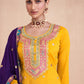 Splendid Yellow Embroidered Silk Haldi Wear Lehenga Kameez For Ceremonial
