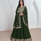 Green Color Silk Embroidered Anarkali Long Frock For Wedding Party