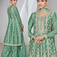 Mint Green Chinon Embroidered Anarkali Plazo Dress For Wedding Party