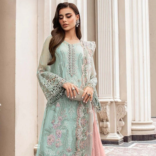 Pastel Green Handwork Embroidered Pakistani Bridal Dress Pakistani Suit